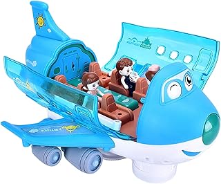 360° Rotating Electric Toy Plane - Airplane Toy Airplane Car Toy, Children Stunt Electric Airliner Toy with LED Light and Sound, Flying Car Automatic Deformation with Flashing Light and Music