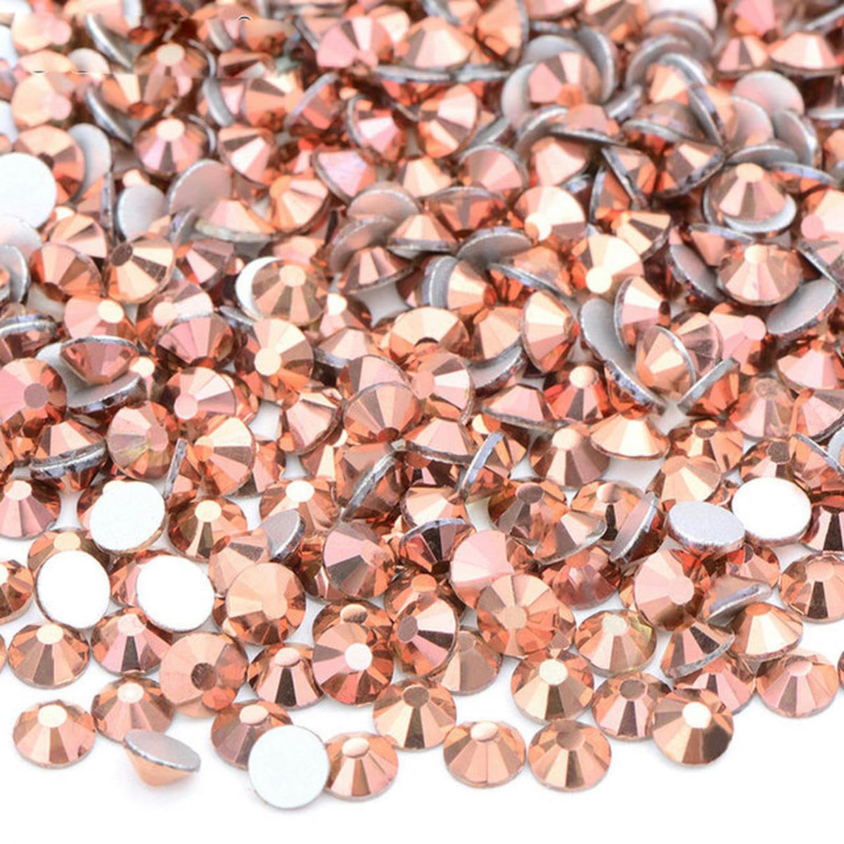 Bulk 100 Gross SS6 8 10 12 16 20 30 Diamantes de imitación de Cristal con Parte Posterior Plana Negra Pegamento para decoración de uñas en Piedra Strass-44 Oro rosa-ss16 100gr 14400pcs