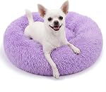 Small Calming Dogs Bed for Small Dogs Anti-Anxiety Machine Washable Fluffy Luxury Anti-Slip Waterproof Mute Base Warming Cozy Soft Pet Puppy Round Bed