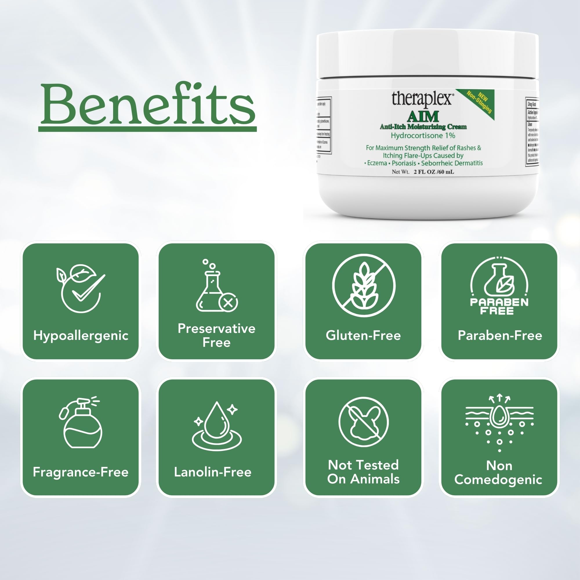 Theraplex AIM - Anti Itch Cream (2 oz) – 1% hydrocortisone for Itchy Skin Relief, moisturizing Cream for Eczema, Seborrheic Dermatitis. Safe for Kids. Relieves Itchy Skin with Maximum Strength. — Amazon image 4