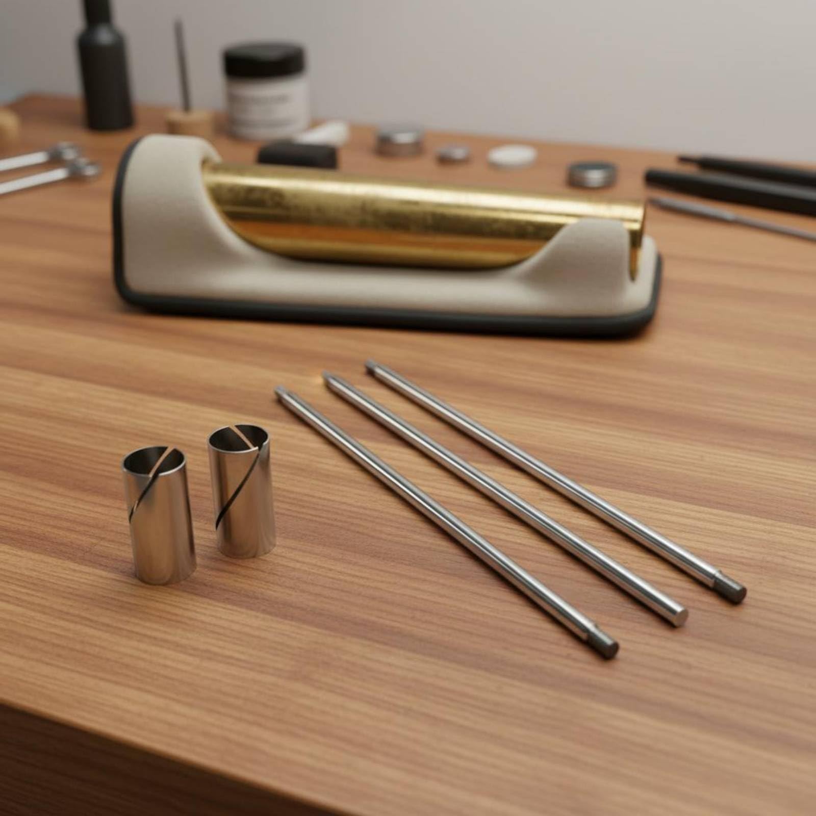 Qianly Sax Riparazione Strumento Kit Dentatura Sagomatura Raddrizzamento Lisciatura Materiale Lega di Zinco Aste Estremità Arrotondate Boccole Adatto per Tecnici Liutai Laboratori Professionali