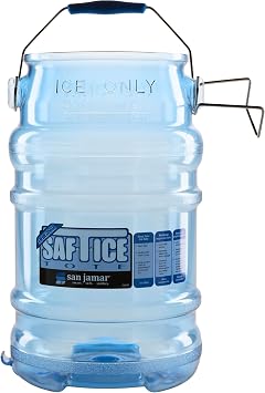 San Jamar Saf-T-Ice Plastic Ice Bucket w/Lid, Drying Hook, Clear, 6 Gallon