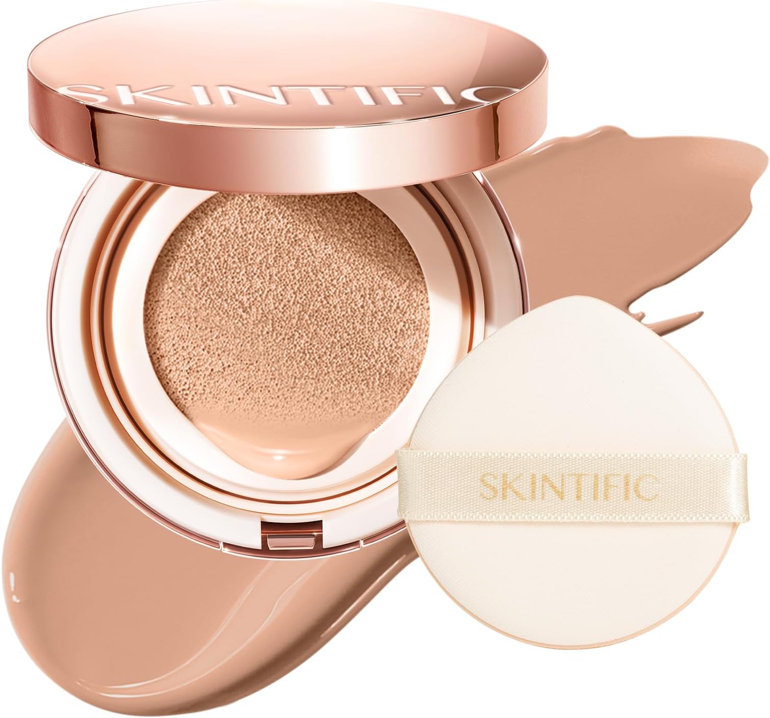 SKINTIFIC Cushion Foundation | Full coverage, Weightless, Skin fit, Satin Glow Finish, Oil-Control Waterproof Foundation, Sweatproof Flawless BB Cream CC Korean Makeup