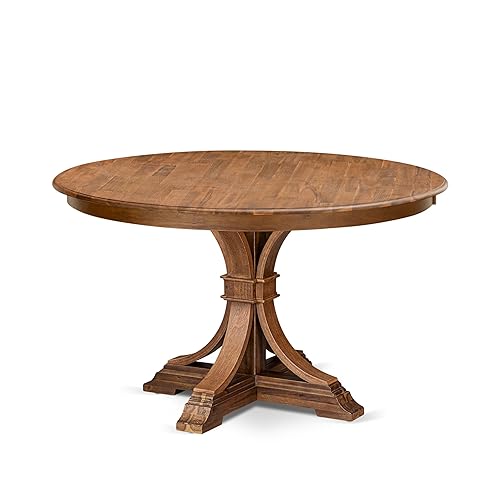 F57-0N-TP - Wooden Dining Table with Acacia Wood Round Tabletop,