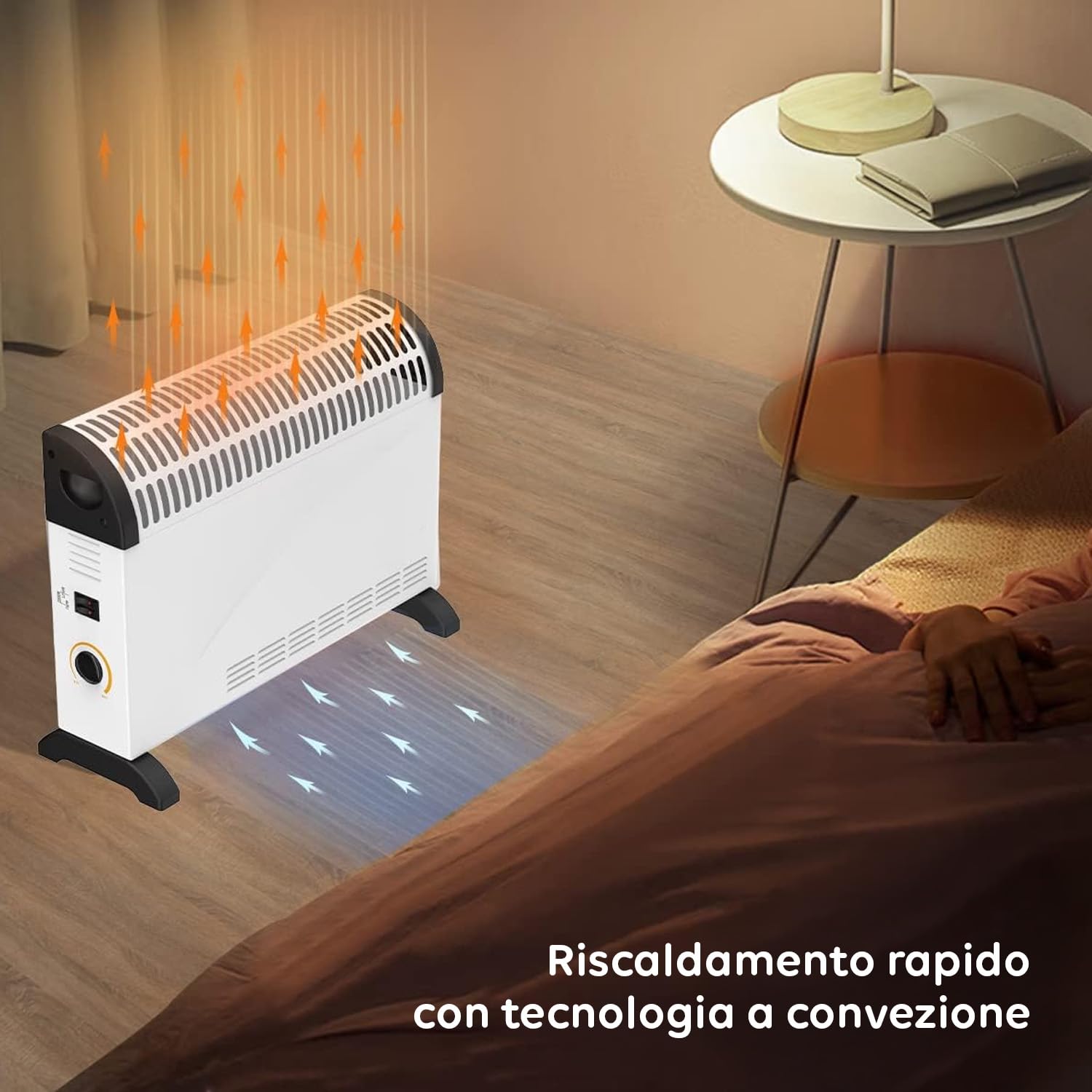 Avilia Termoconvettore Elettrico Silenzioso 2000W - Stufa Elettrica con Piedini Antiscivolo - 3 Impostazioni di Riscaldamento - Protezione Antisurriscaldamento - Ideale per Ambienti Grandi BIANCO