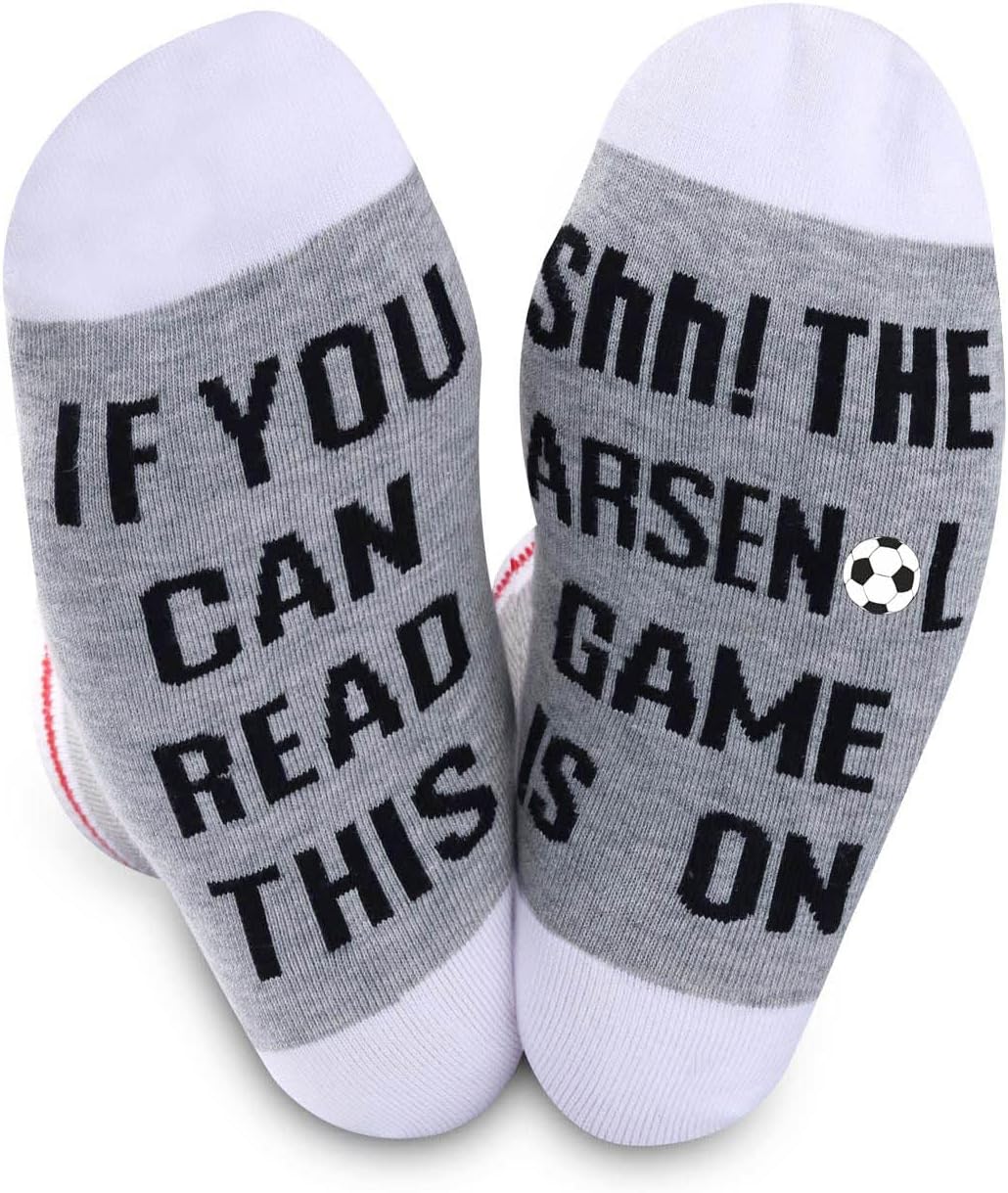 TSOTMO Soccer Socks Football Socks Funny Gifts For Football Lover If You Can Read This The Soccer Game Is On Socks, Grey, 00