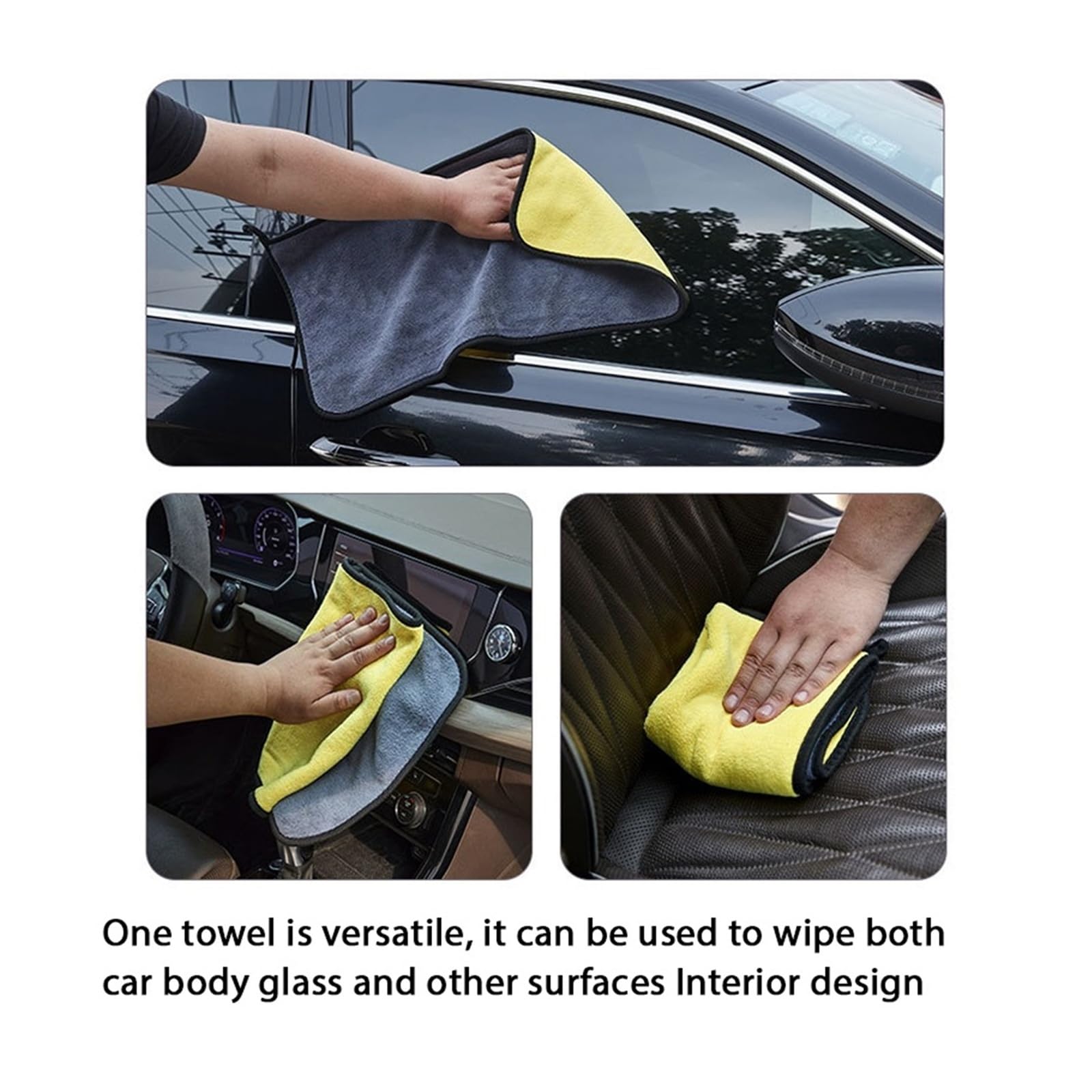 10pcs Double-Sided Coral Velvet Car Washing Towels - High Absorption Multifunctional Cleaning Cloths for Pets and Vehicles 30x40cm — view 5