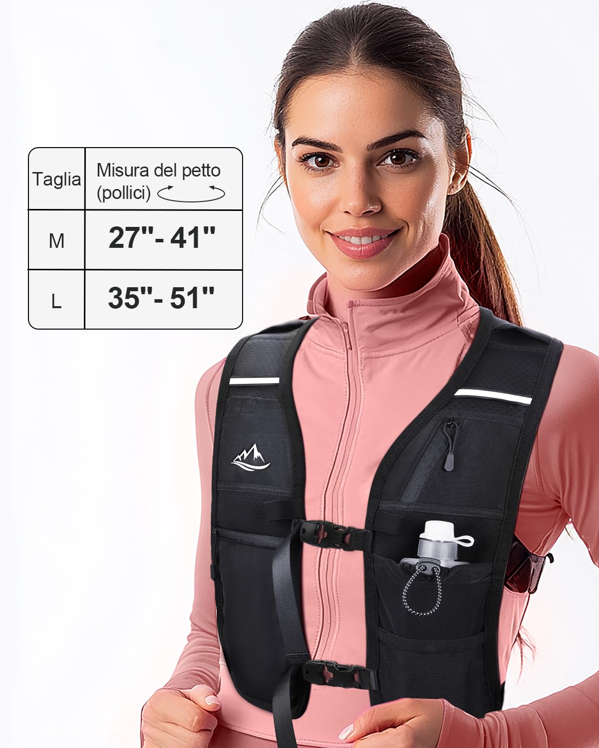 ISEYOU Gilet Running Super Leggero, Gilet da Corsa Riflettente Traspirante per Uomini e Donne, Tasche Multiple, Cintura Regolabile Running Vest per Ciclismo Escursionismo Trekking Trail