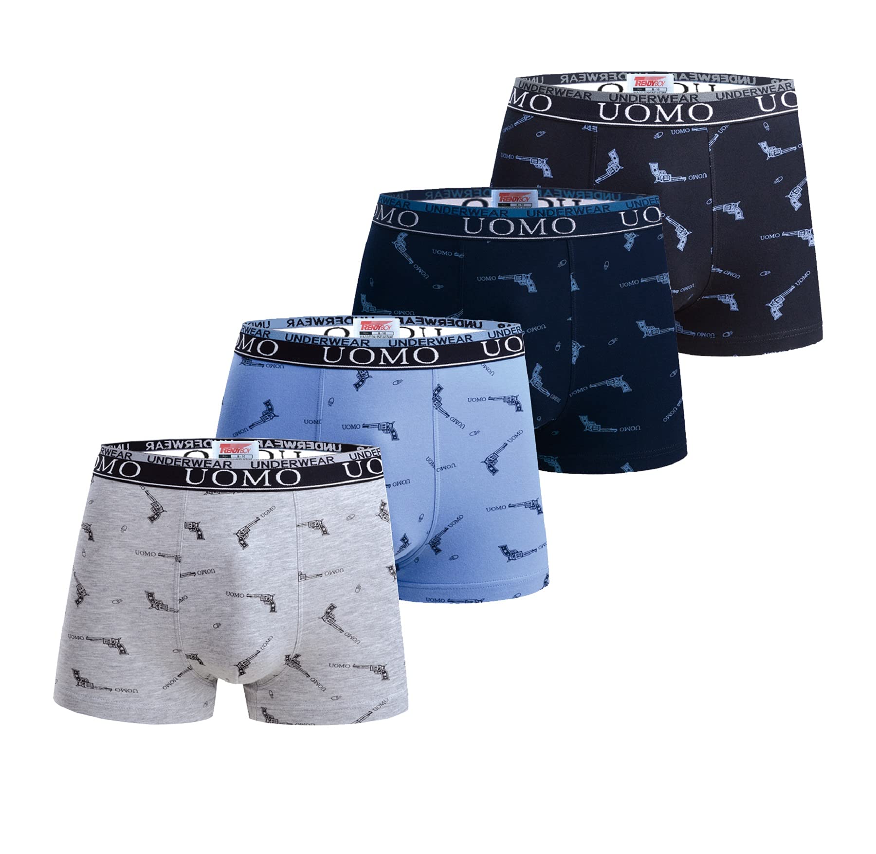 Trendy Boy Calzoncillos Tipo bóxer de algodón para niños, Ropa Interior de 8 a 18 años, Paquete de 4, Conjunto Multicolor, diseño Italiano, Ultra Suave