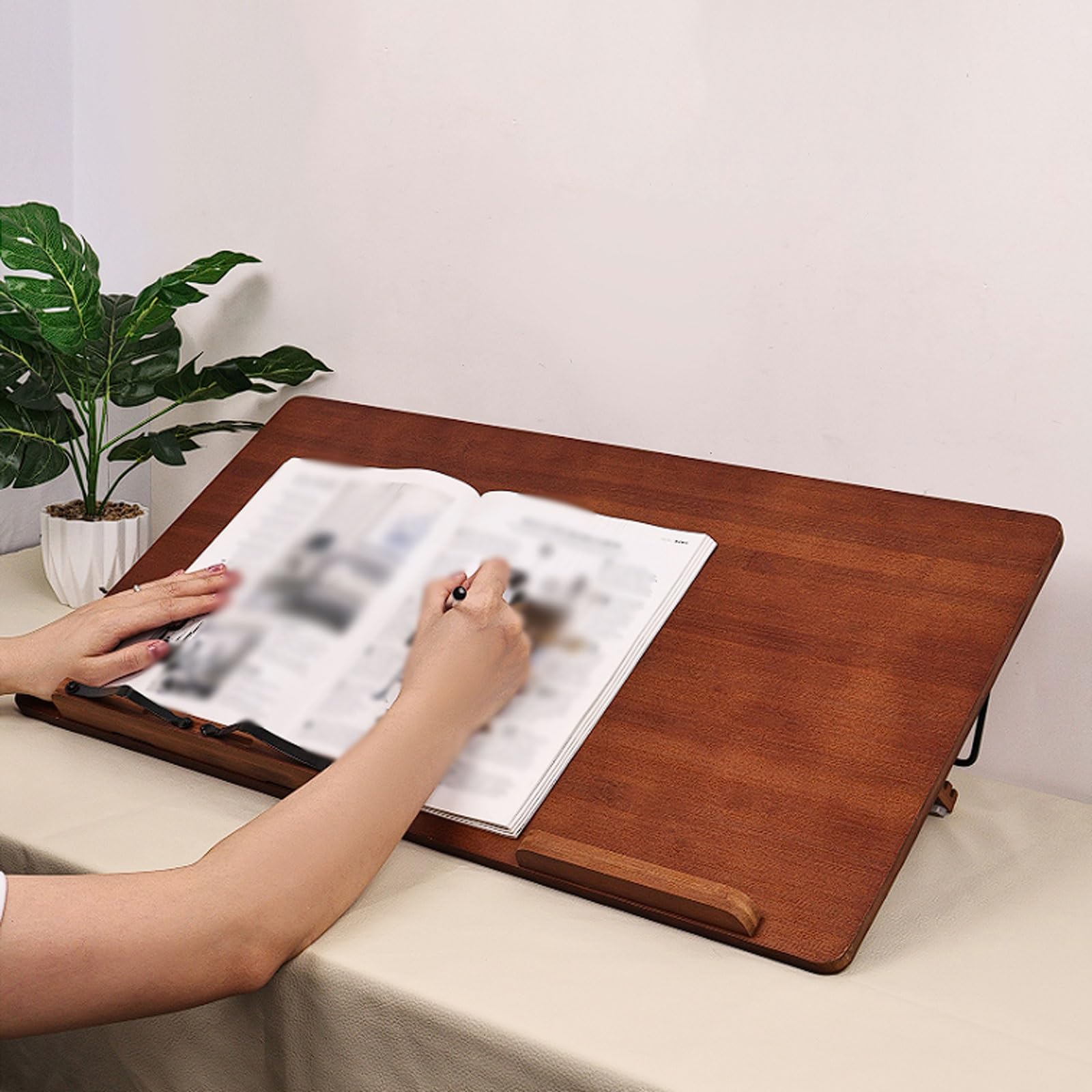 Regulowana bambusowa tablica do pisania, ergonomiczne biurko 6-biegowe do czytania, użytkowania laptopa, korekcji kręgosłupa i pomoc w postawie