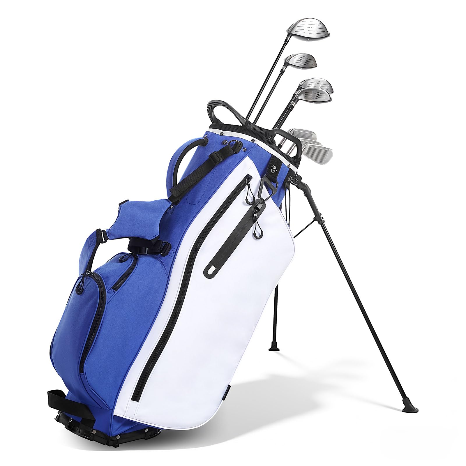 VEVOR Golfbag mit 7-Facher Einteilung, Golftasche mit Standfüßen Doppelschultergurt Durchgehenden Trennfächern Regenhaube Stautaschen, Caddybag aus Polyester für Herren Damen Golf Cartbag
