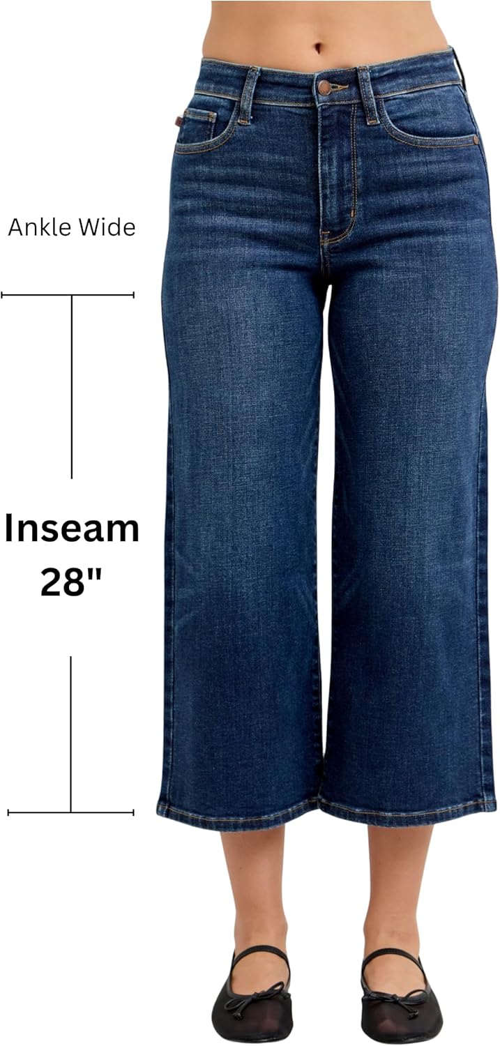 Judy Blue Watermelon Apparel · Products High Waist Dark Wash Ankle Wide Jeans · Shopify - Image 2