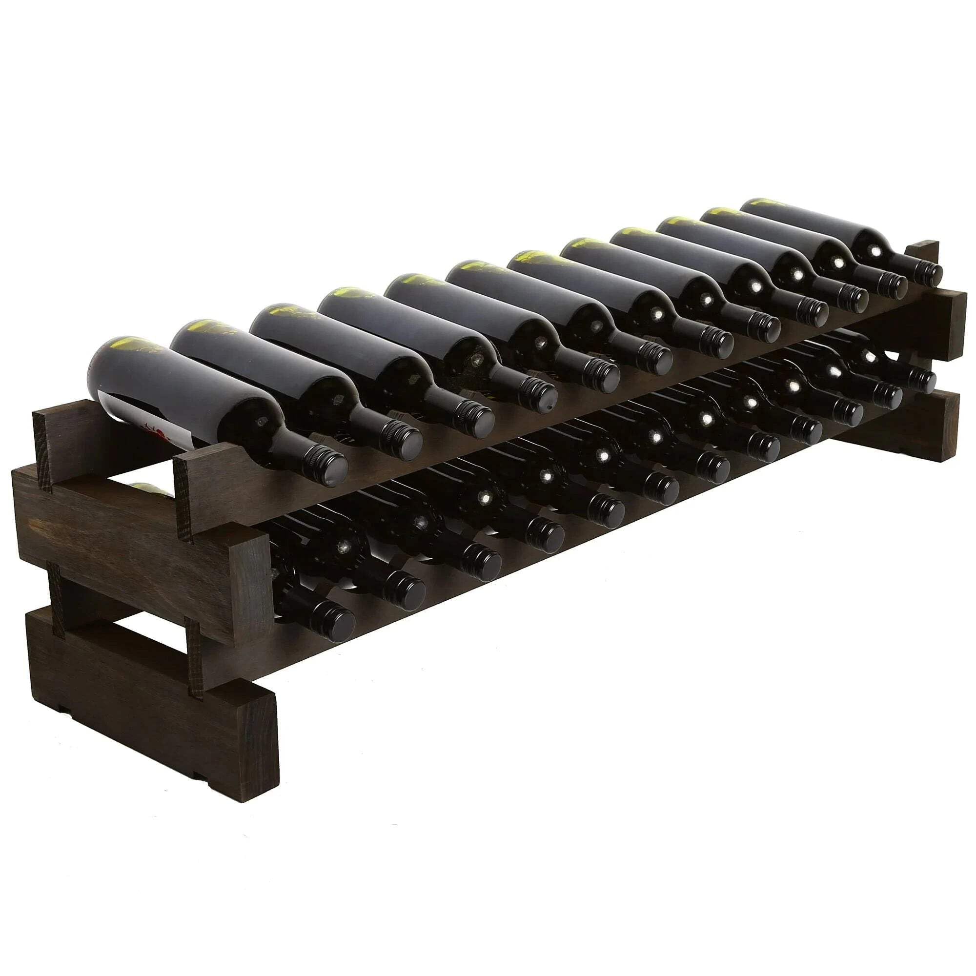 Modularack 12 Bottle Wide Wine Rack Dark Stain