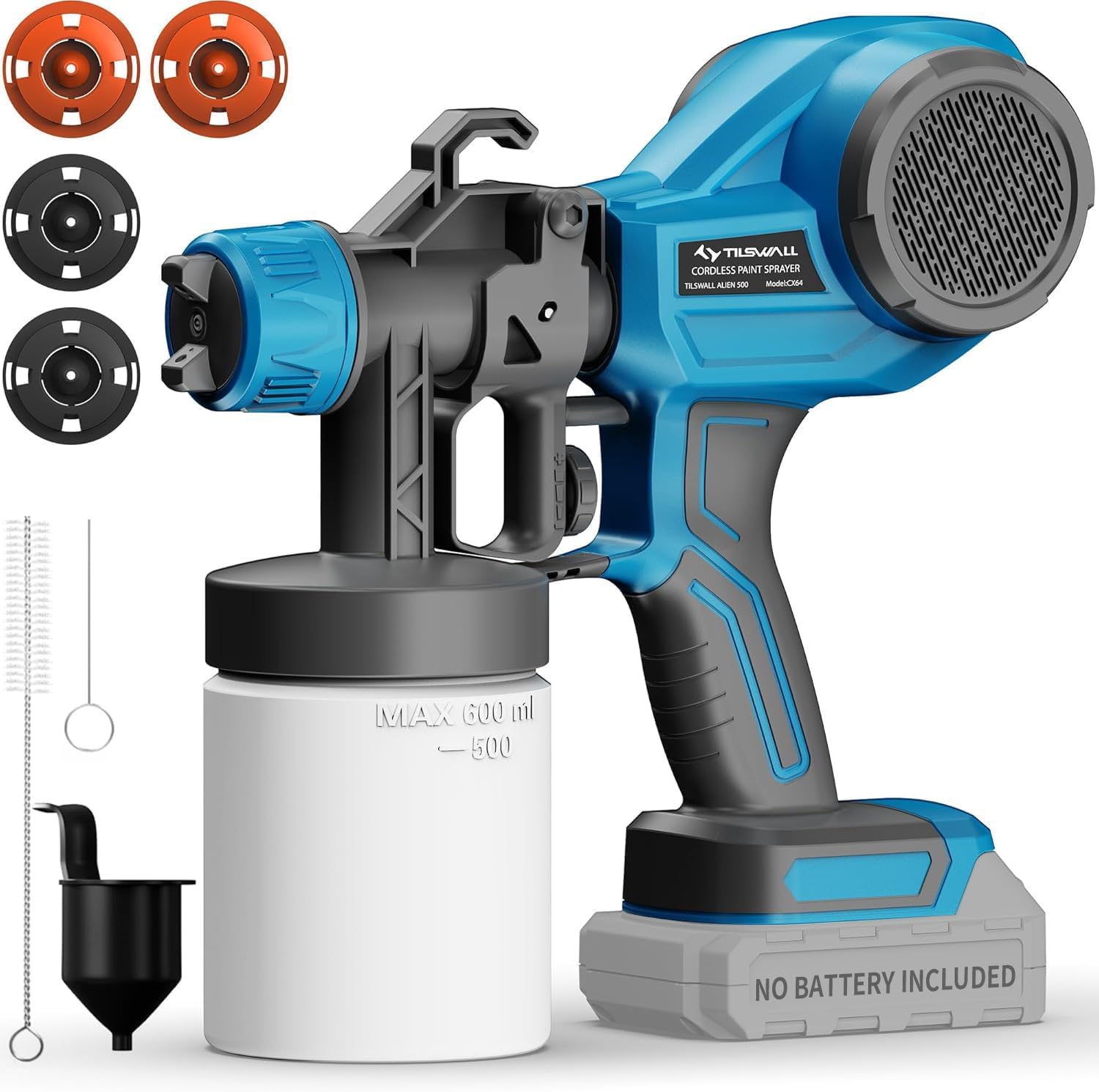Paint Sprayer, Cordless Paint Sprayer for Dewalt 20V Battery,100 Din/s Viscosity,Ultra-Lightweight Electric Spray Paint Gun for House Painting,Furniture,Wall,Iron Fence(Battery Not Included)