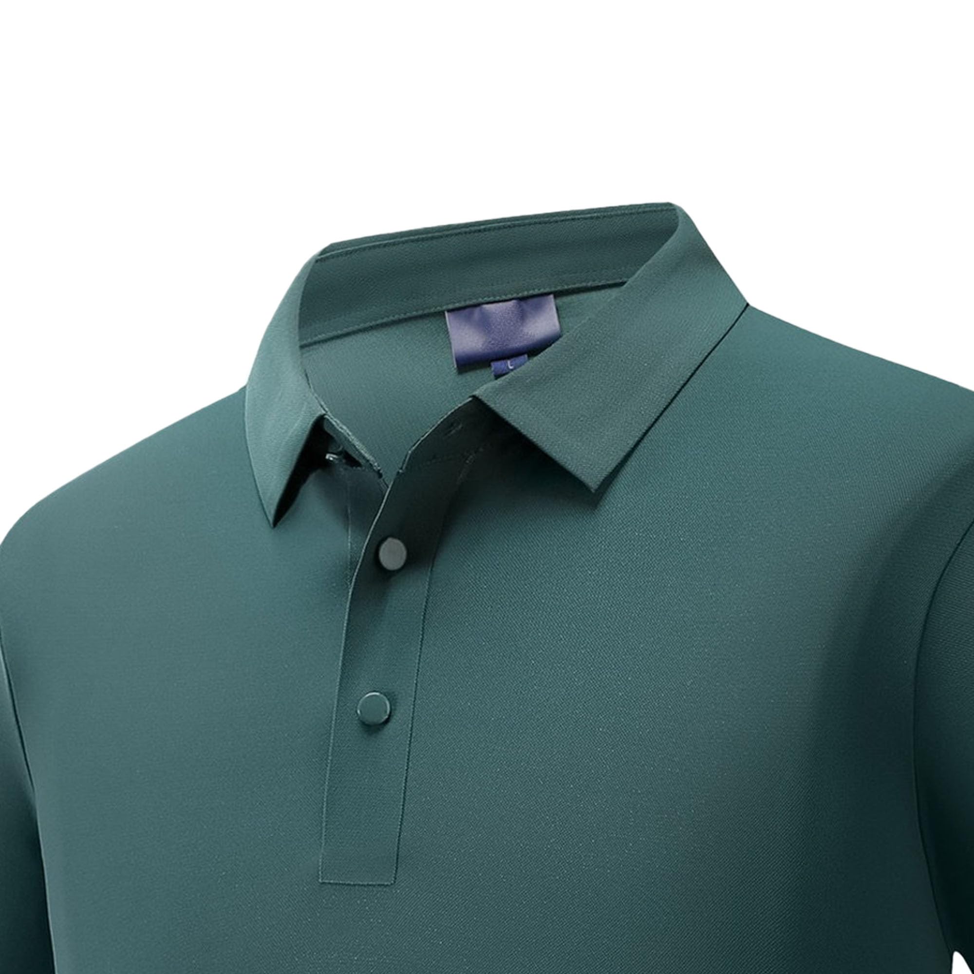 Men Quarter Button Workplace Shirt Simple Short Sleeve Paul Collar T Shirts Summer Classic Cotton Pullover Tops (Green,Medium)