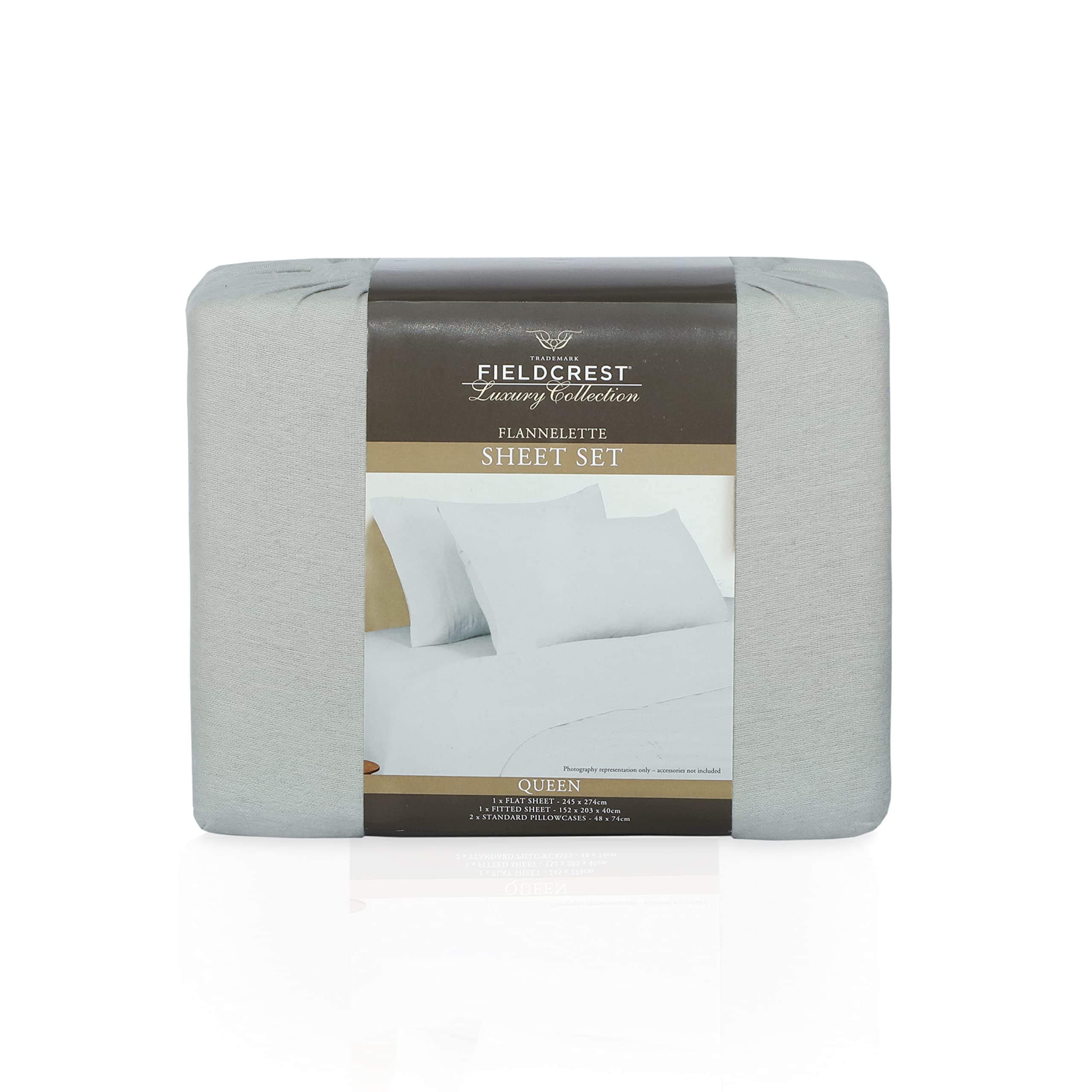 EnvioHome Flanell-Bettwäsche-Set – 100% Baumwolle, 4-teilig, Queensize, Silber, Kuschelig Warm