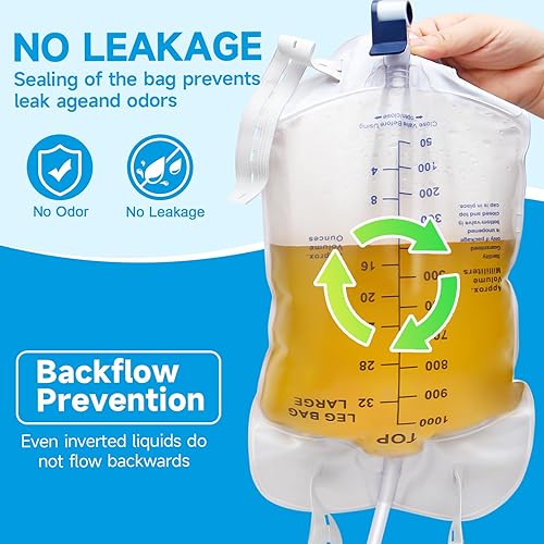 Miniatura 3 de Bolsas de catéter para hombres con 5 piezas, bolsas de catéter Foley para piernas para hombres, 33.8 fl oz, bolsas de orina para un diseño de