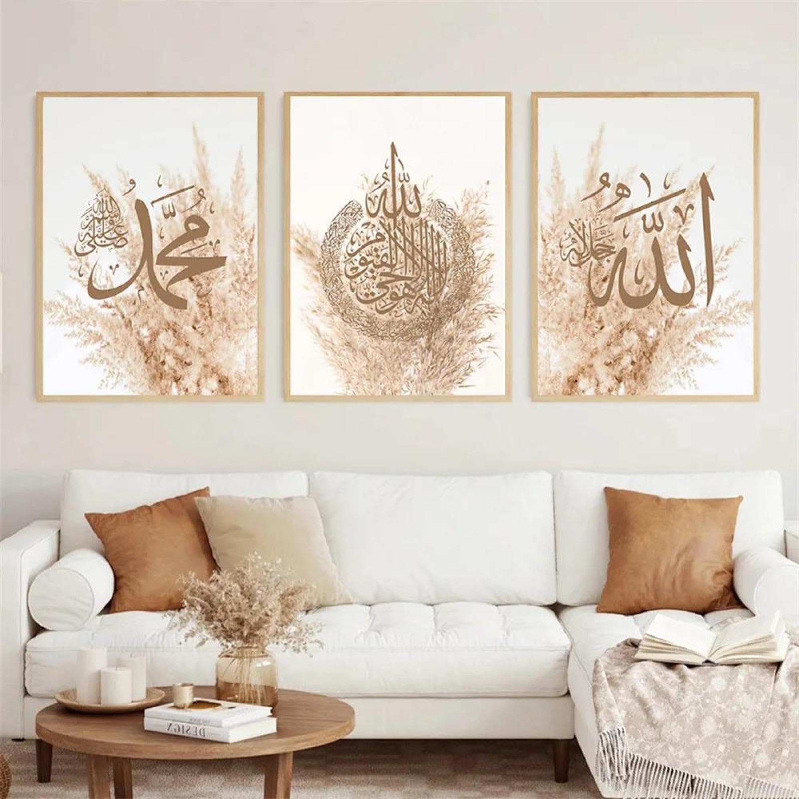 Baibexing Ayatul Kursi Quran Boho Canvas Art Painting Islamic Arabic Calligraphy Posters And Prints Wall Pictures Home Decor 21X30Cmx3Pcs Unframed