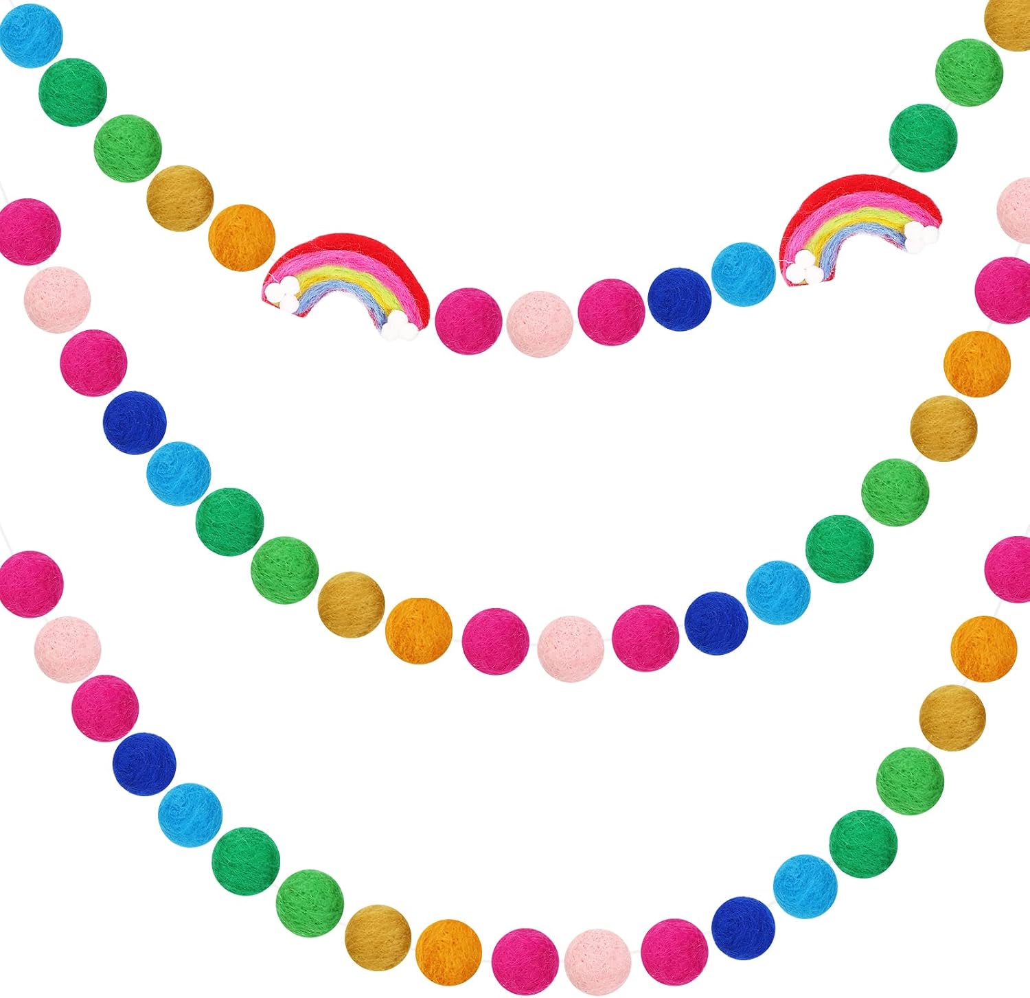 Amazon.com: 3 Pieces Felt Pom Pom Garlands for Back to School Decor, 6. ...