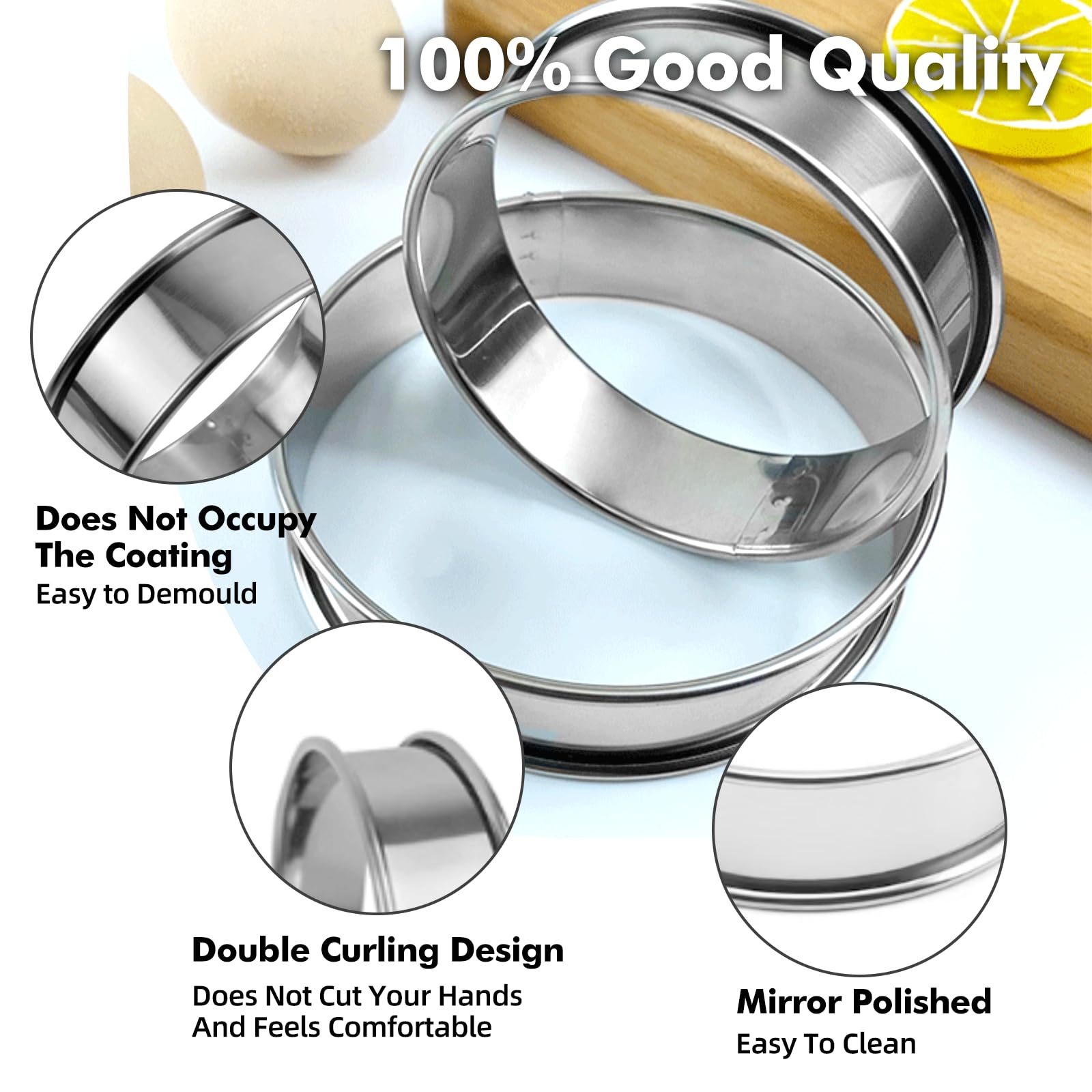 Egg Rings 8 Pack 3.15 Inch Crumpet Rings Stainless Steel Round Cake ...