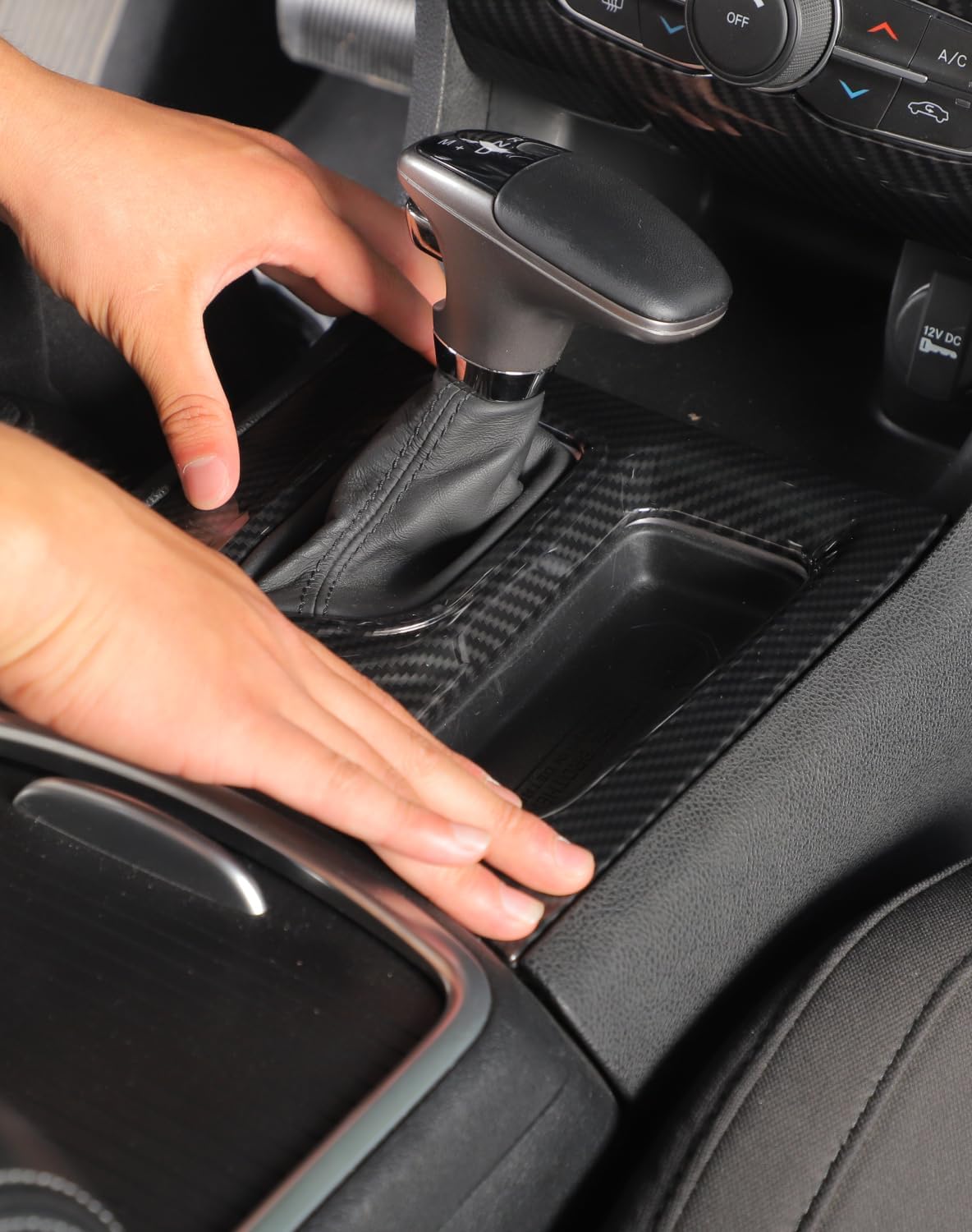 Voodonala for Dodge Charger 2015-2023 Center Console Air Condition Panel Cover with Gear Panel Cover Compatible with Dodge Charger 2015-2023 (Carbon Fiber Black,ABS,2Pcs/Set)