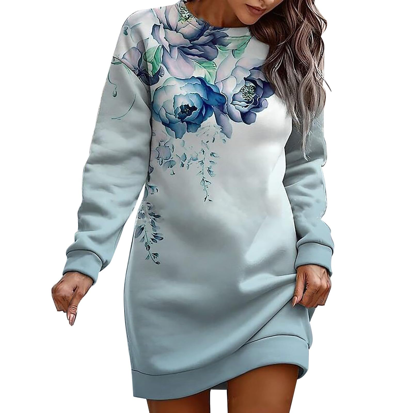 Robe Sweat à Capuche Femme - Longue - Style Rétro Littéraire - Taille Unique - Vert - Automne/Hiver