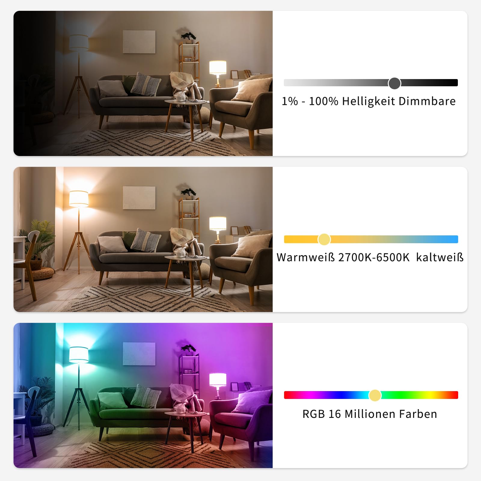 I-SHUNFA WI-FI Smart E14 RGB Led Glühbirne,4W,400LM AC 230V | Farbwechsel mit Musiksynchronisation Lampen, 16 Millionen DIY-Farben,Multicolour Dimmbar (3 Stück, Milchig Weiß)