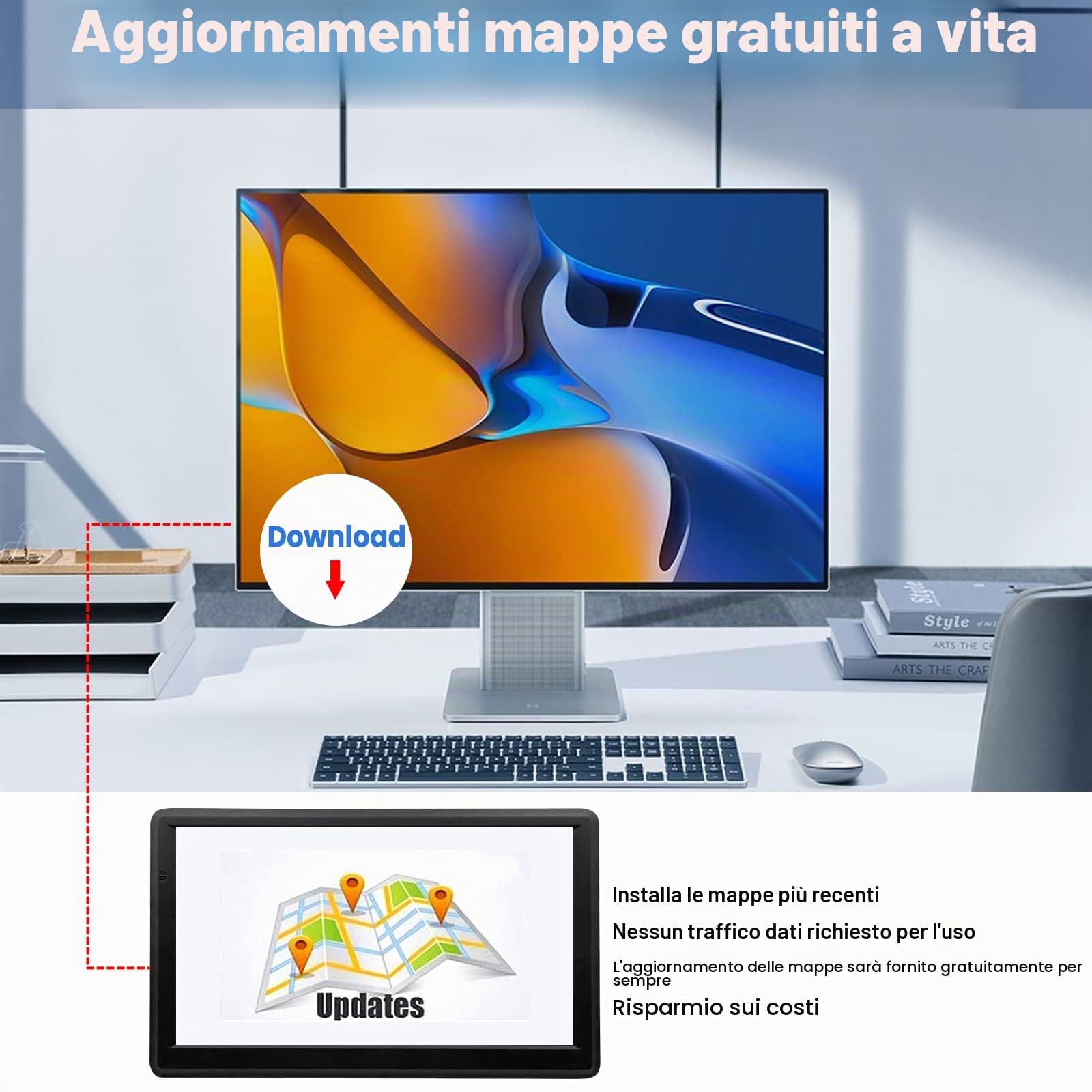 GPS 7 Pollice Navigazione Auto con HD Touch Screen, Multi-Languages Guida e Mappe EU, Info Traffico, per Camion Campeggio
