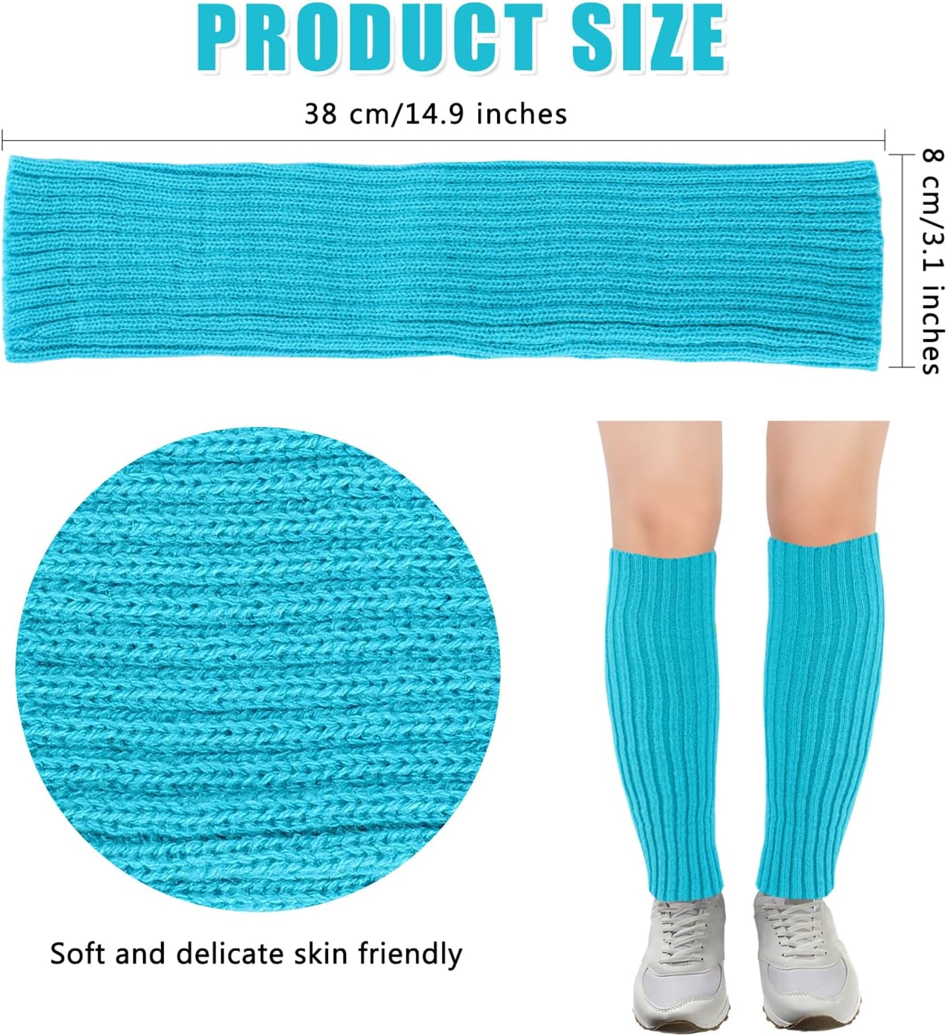 Junely Leg Warmers for Women 80s Cable Knit Leg Warmer for Ballet Dance Figure Skating Yoga Party Junior Neon Long Socks - Image 5