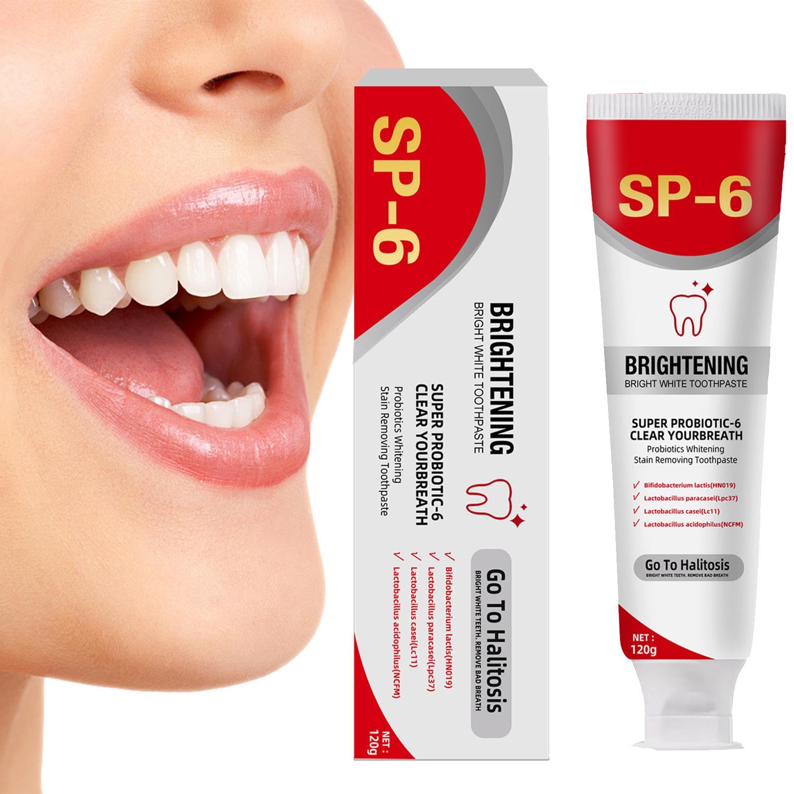 Probiotic Whitening Toothpaste, Probioticss Bright White Toothpaste, Deep Cleaning Care Toothpaste, Stain Remover for Teeth, Naturally White, Healthy Gums, Freshs Breath Oral Care, 120g