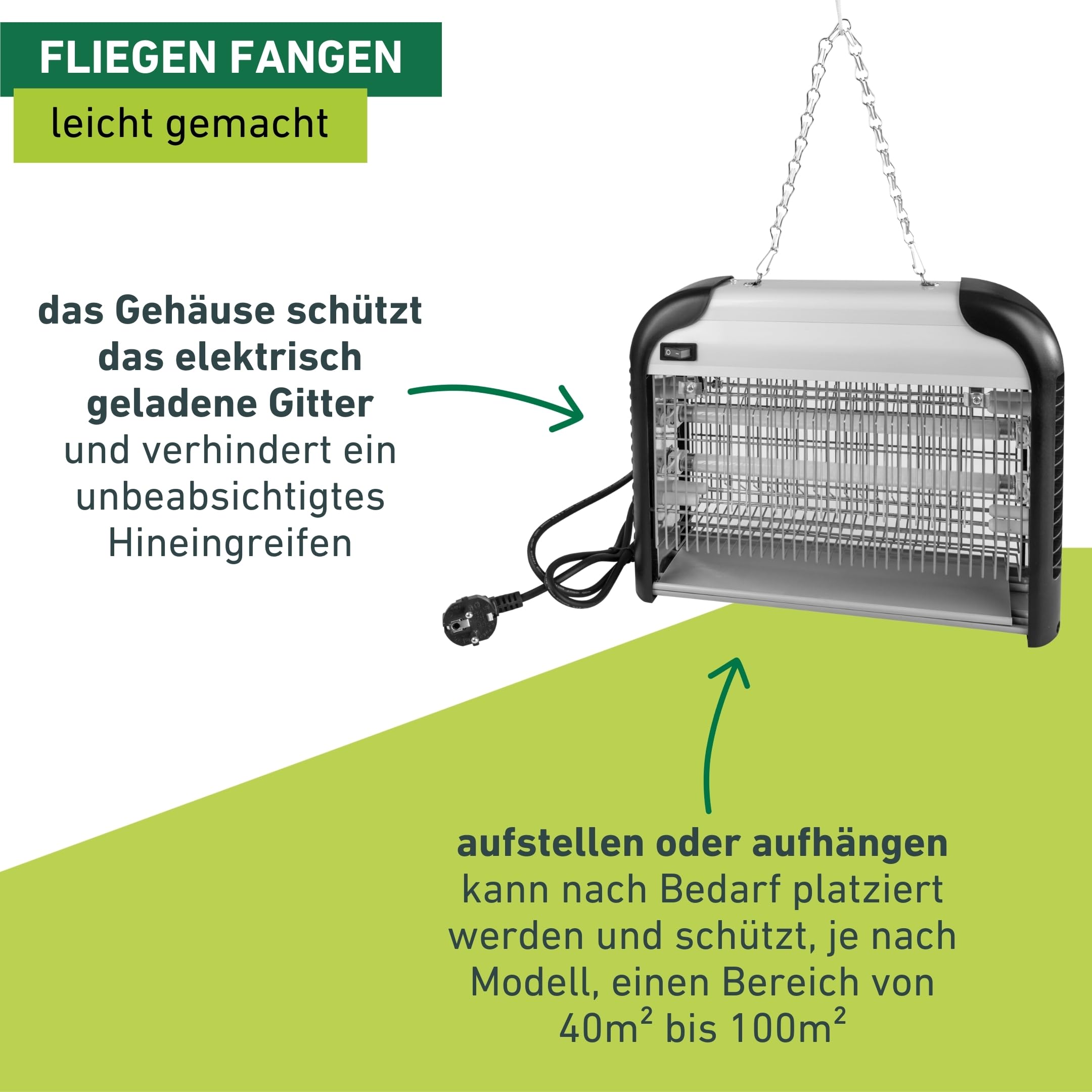 Windhager Fluginsekten Schutzlampe Comfortable +, Insektenvernichter, Insektenlampe, Mückenvernichter, Mückenschutz, Gift-und chemiefrei, für 100m², 20Watt, 03529