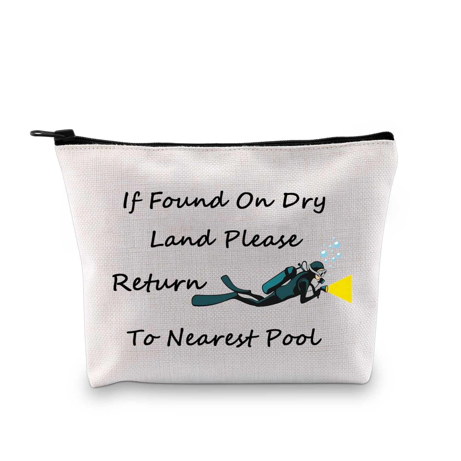 JXGZSOScuba Diver Makeup Bag If Found On Dry Land Please Return To Nearest Pool Funny Scuba Diving Gifts Diving Coach Merch