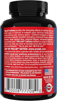 ProLab Caffeine Tablets 200mg - 300ct | Energy Support, Helps Enhance Endurance & Mental Focus, Reduce Fatigue, Pre-Workout, Extra Strength