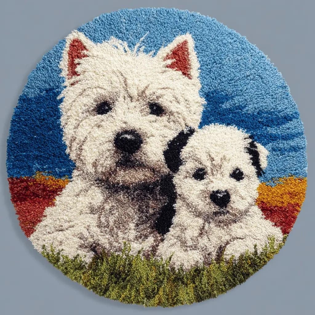 Kitquiver Latch Hook Rug Kit,Terrier 50X 50Cm