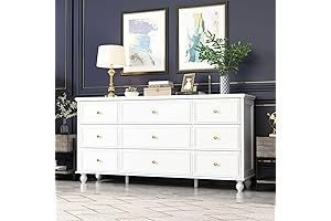 MOUMON 9 Drawer Dresser with Gold Metal Handles, Modern 9 Drawer Chest...