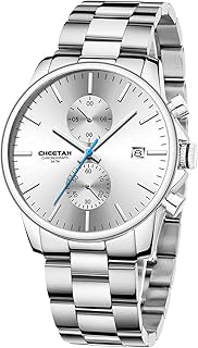 Herrenuhren mit lässiger wasserdichter Chronographen Quarzuhr aus Edelstahl und Metall, Auto Date in farbenfrohen Zeigern