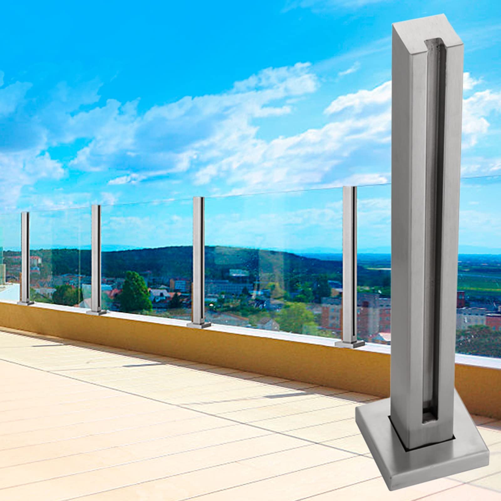 Poteau de garde-corps contemporain d'angle 1,8m noir pour terrasse