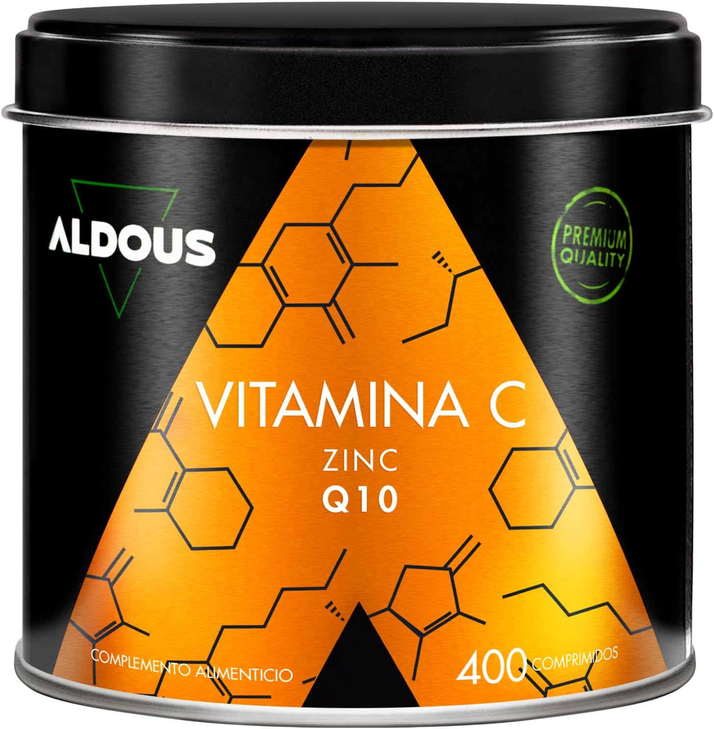 Product image of Vitamina C 1000 mg por dosis diaria + Zinc y Q10, 400 comprimidos - Vitaminas para el Cansancio, Resfriado, Sistema Inmunológico y Defensas - Vitamina C y Zinc Libre de Plástico - ALDOUS