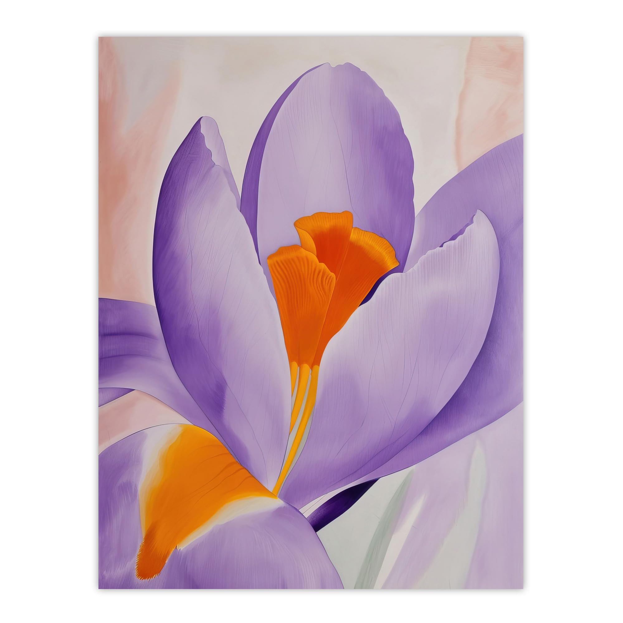 Artery8 Crocus Flower Orange Lilac Abstract Watercolour Living Room Extra Large XL Wall Art Poster Print