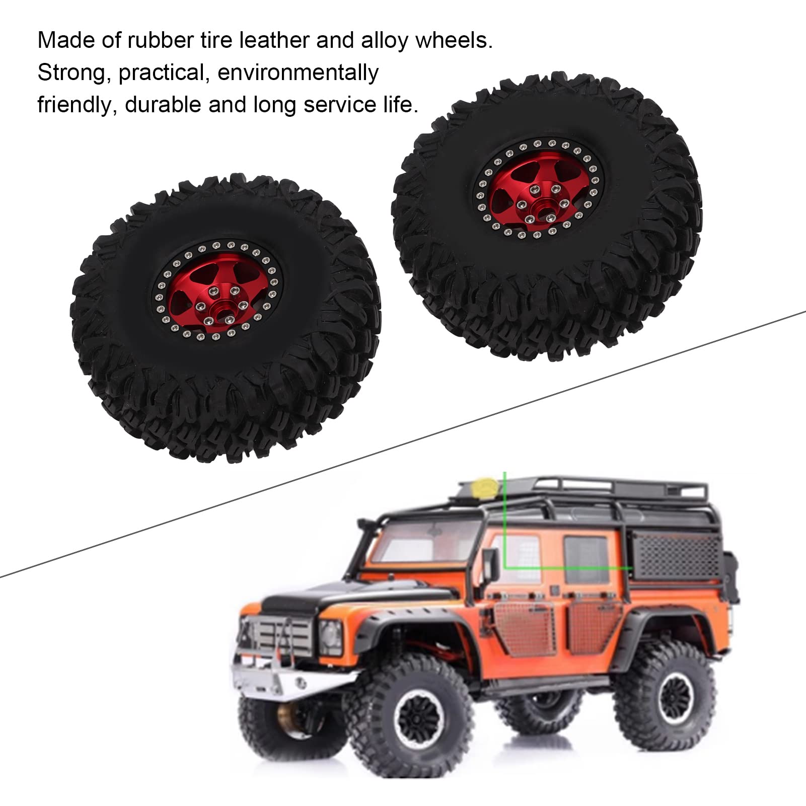 EMUKOEP Neumático de Plástico de Alta Resistencia Al Desgaste, 1,9 Pulgadas y 120mm para Coche Teledirigido 1/10, Excelente Agarre y Durabilidad, 2 Unidades por Juego (Rojo Negro)