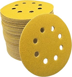 5-Inch 8-Hole Hook and Loop Sanding Discs 180-Grit Random Orbit Sandpaper Finishing Discs for Woodworking or Automotive, 100-Pack (180Grit-100Pack)