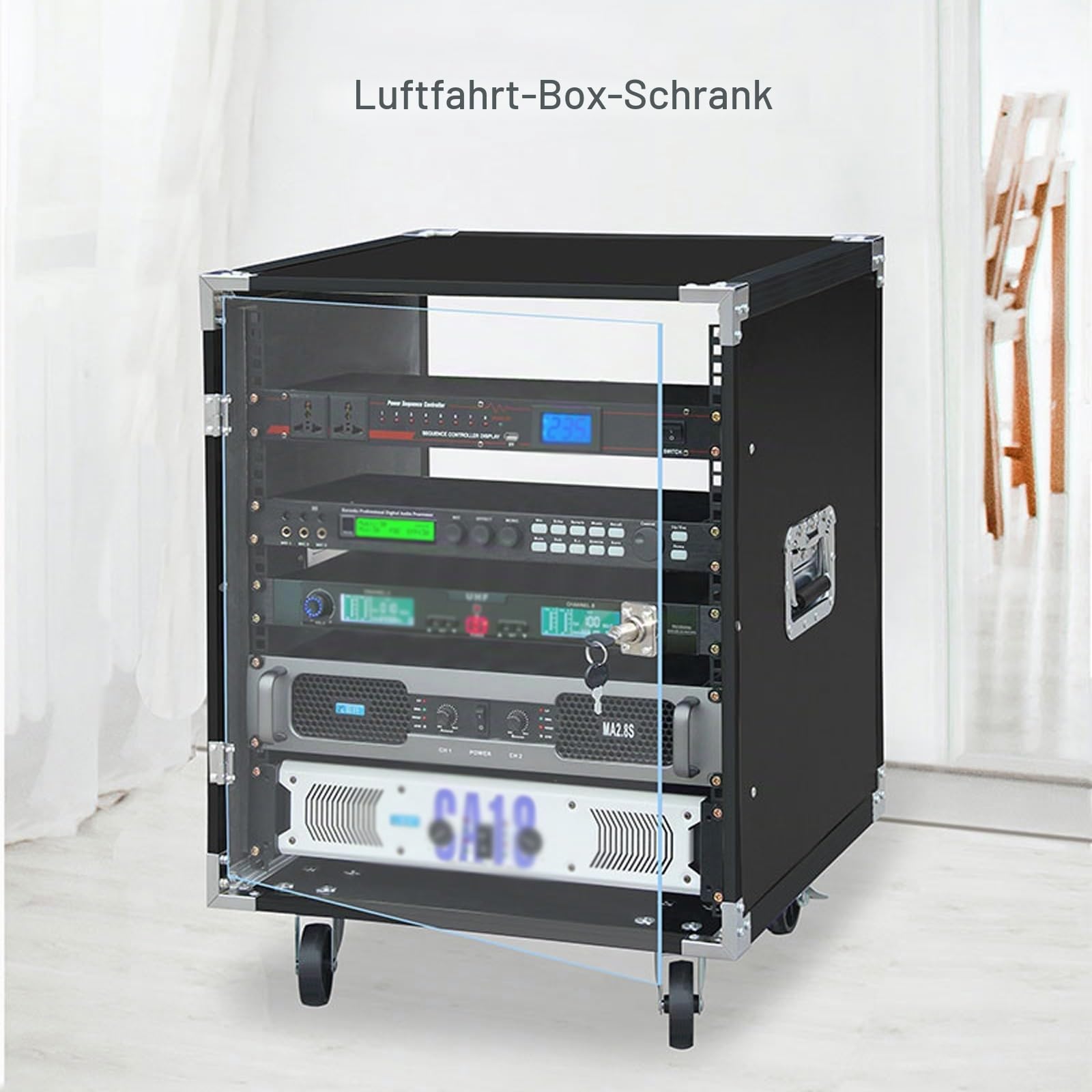 Audio Rack HiFi Regal, Medien-Stereoschrank-Ständer, Aufbewahrungsschrank, HiFi-Audioschrank Regale Mit Verstellbarem Regal, für Heimkino/Schlafzimmer/Büro