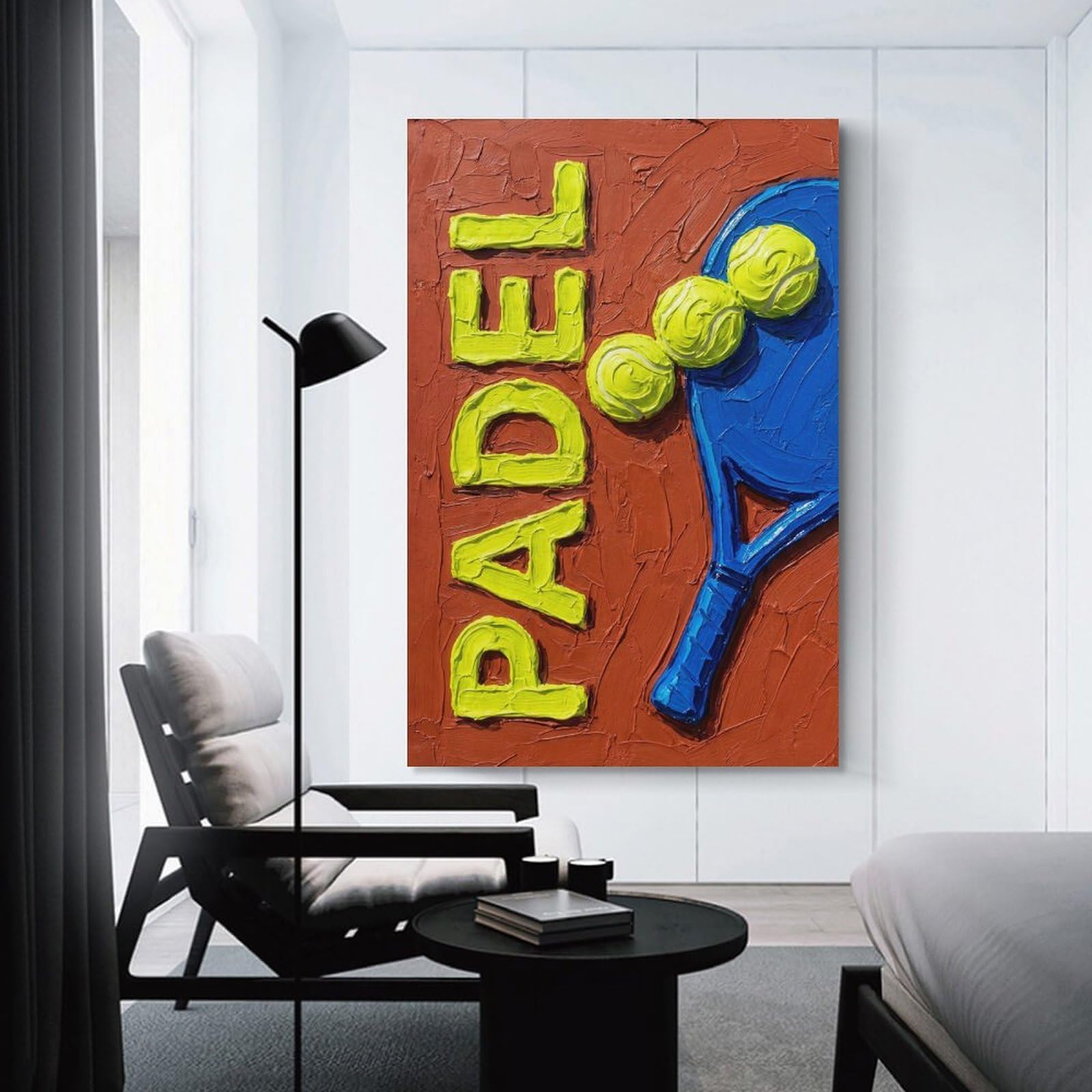Junmoney Padel Art with Balls And Racket Wall Decor Canvas Print 20x30inch(50x75cm), for Study, Office Or Apartment Decor, A Wall Art Gift for Fresh Interiors