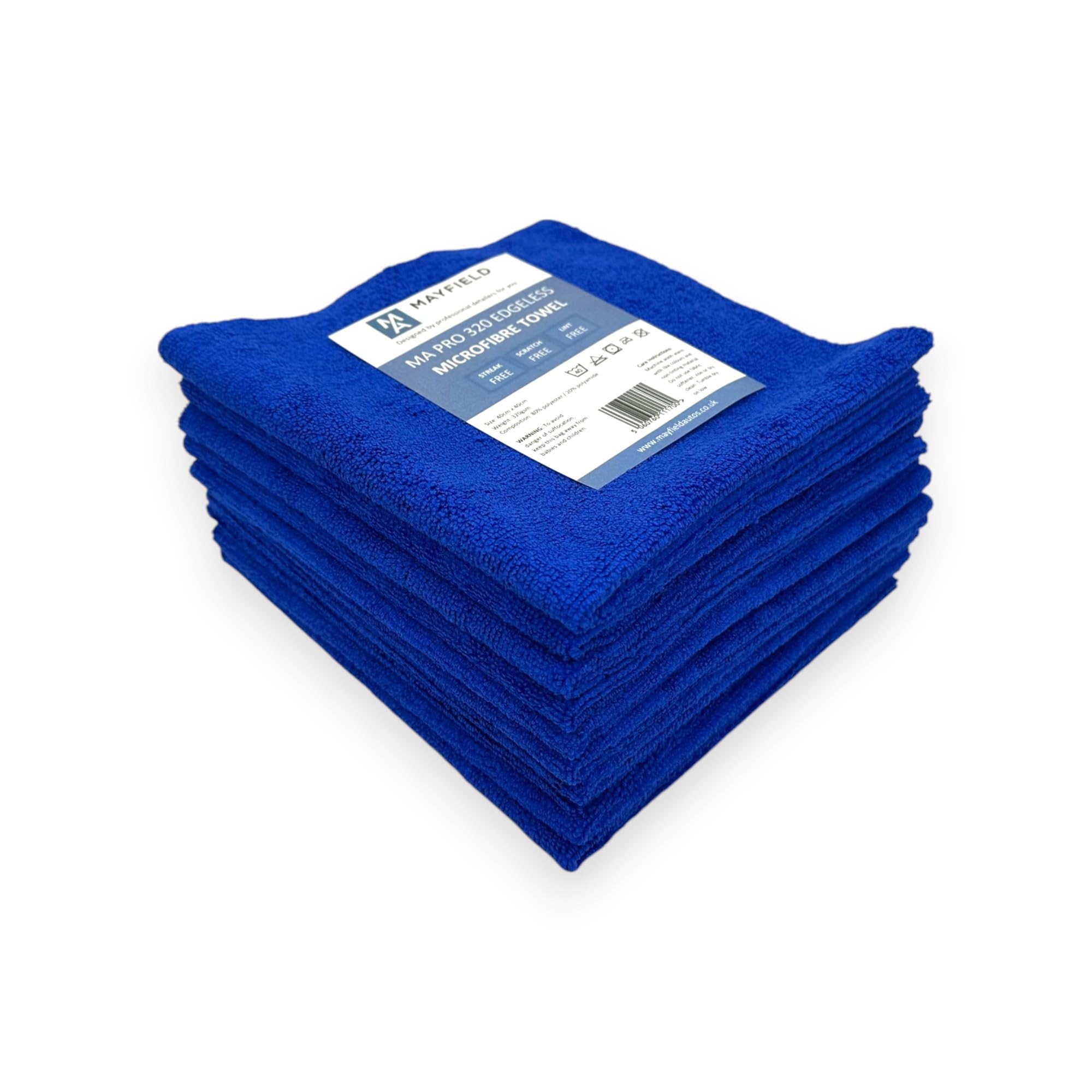Edgeless Microfibre Cloths x 10-320gsm, 40cm x 40cm, Car Cleaning, Interior Detailing, Polishing, Ultrasonic, Waxing