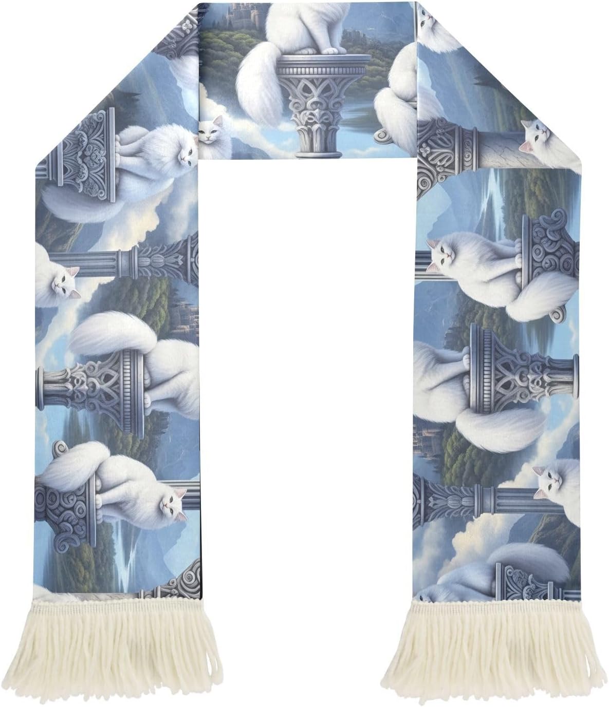 CHIFIGNO Cute Cats Sky Blue Sports Fan Scarf for Soccer Games, Quick Dry Polyester Towel Scarf, Soft Printed Wrap, Match Day Cheer Accessory