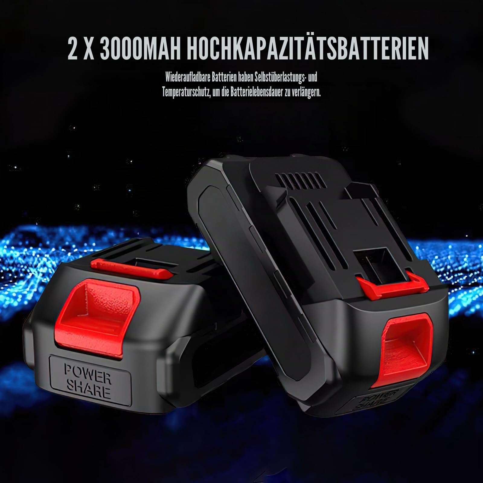 Hochentaster Akku 8 Zoll für Makita 21V, Bürstenlose Teleskop Astsäge, 2 IN 1 Mini 8 zoll Akku Kettensäge und Teleskop Elektro Hochentaster Astsäge Arbeitshöhe bis 4,5m (2 Akku)