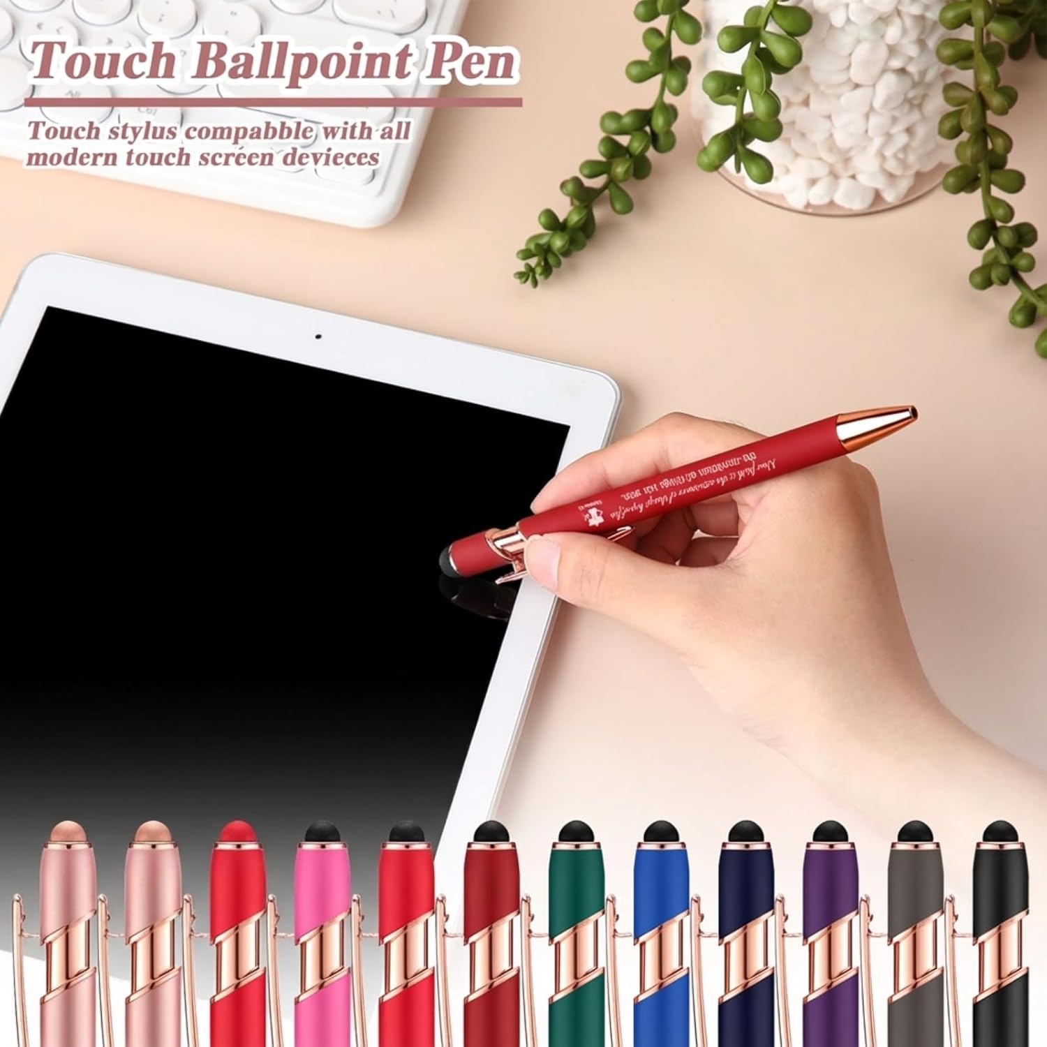 Chuangdi 48 Pcs Christian Ballpoint Pens With Stylus Tip, Bible Verse Quotes, Motivational Scripture, Black Ink for Holiday Gifts (Colorful)