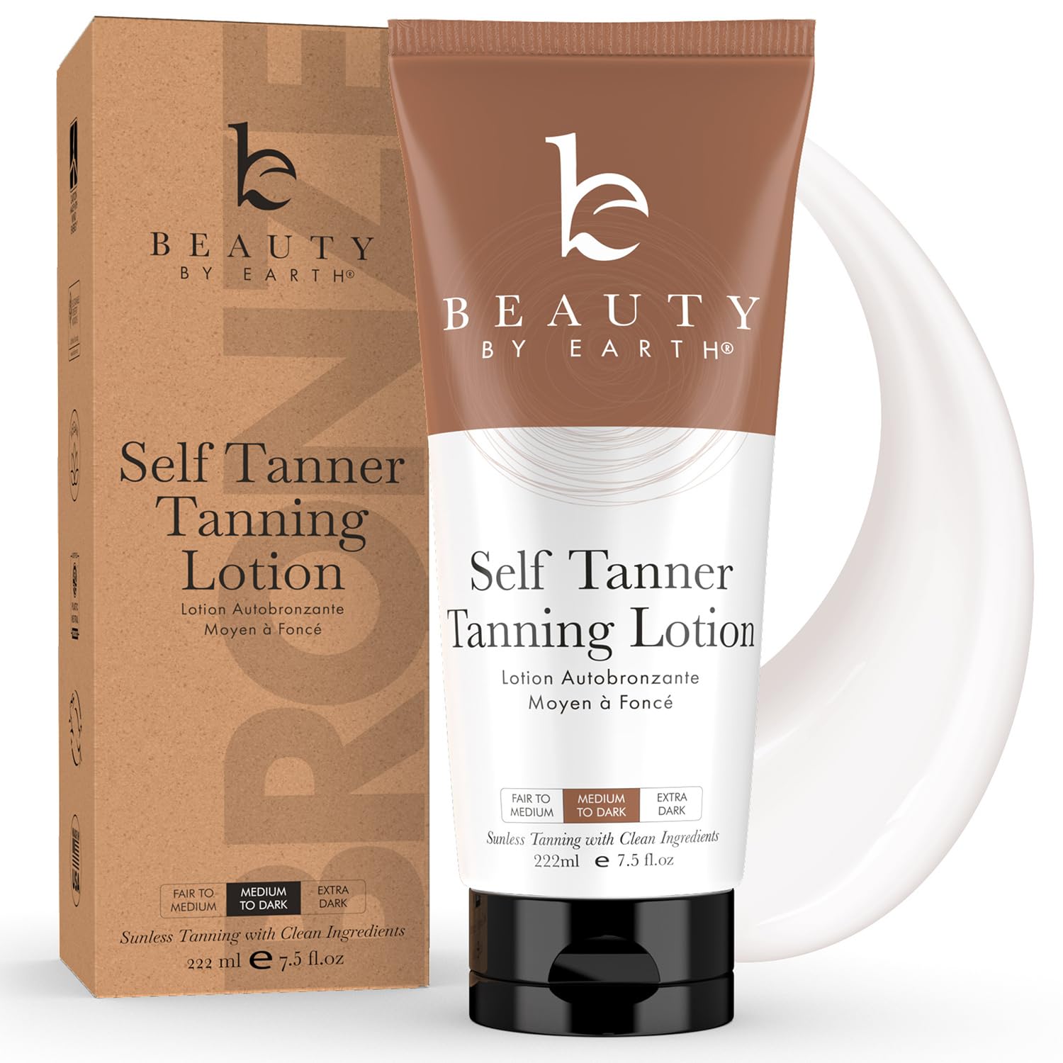 Self Tanner Tanning Lotion - Made with Natural & Organic Ingredients, Sunless Tanning Lotion for Body, Perfect Self Tan for Women & Men for a Natural Looking Glow, Medium to Dark