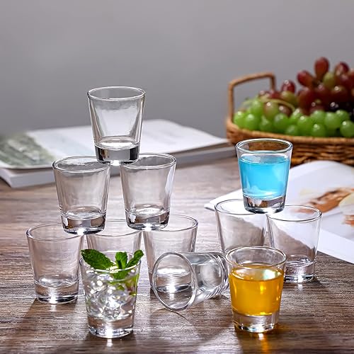 Miniatura 3 de 100 vasos de 1.5 onzas de vidrio transparente redondo de vidrio expreso de base pesada, vasos de vidrio pequeños para agua, jugo, leche, café, beber