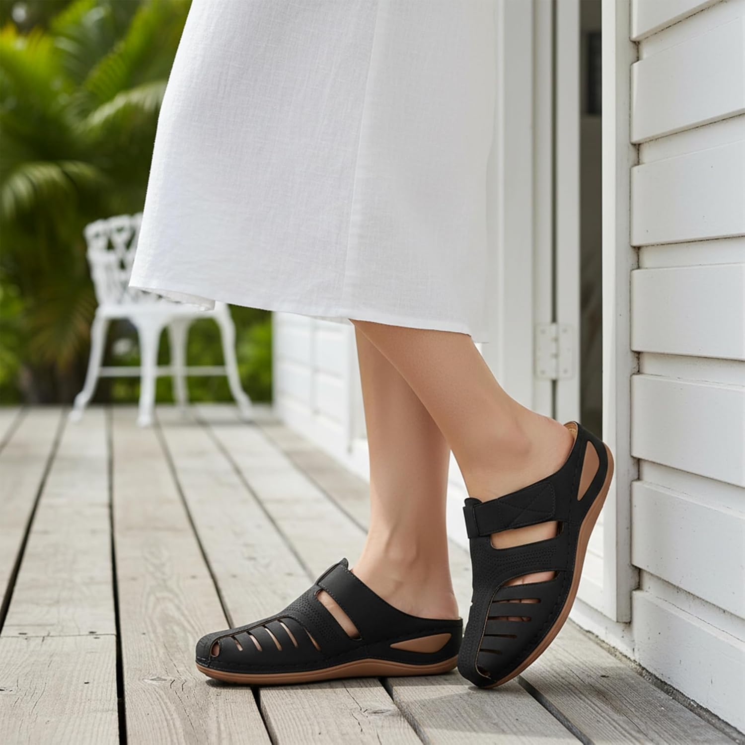 HARENCE Clogs for Women Mules Shoes: Comfortable Dressy Closed Toe Platform Sandals 2026 Summer Casual Adjustable Slip On Walking Wedges
